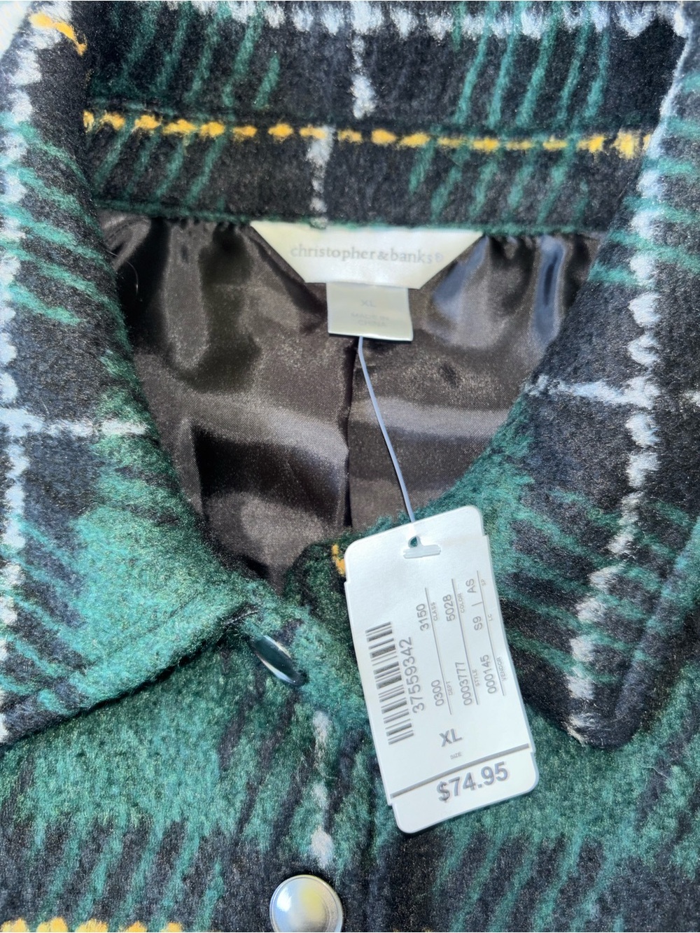 New with tags Plaid Flannel Oversized snap button Style Jacket XL - Picture 6 of 8